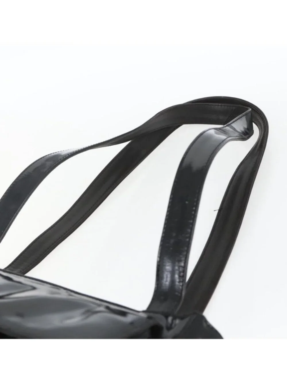 Authentic CHANEL COCO Mark Shoulder Bag Patent leather Black Silver CC
